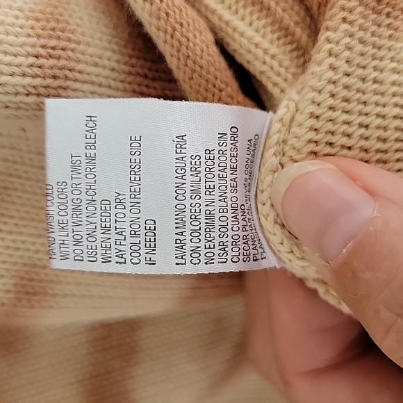 Democracy Tie-Dye Ribbed Hem Rolled Edges Split Neck Whipped Stitching Sweater - Picture 6 of 8